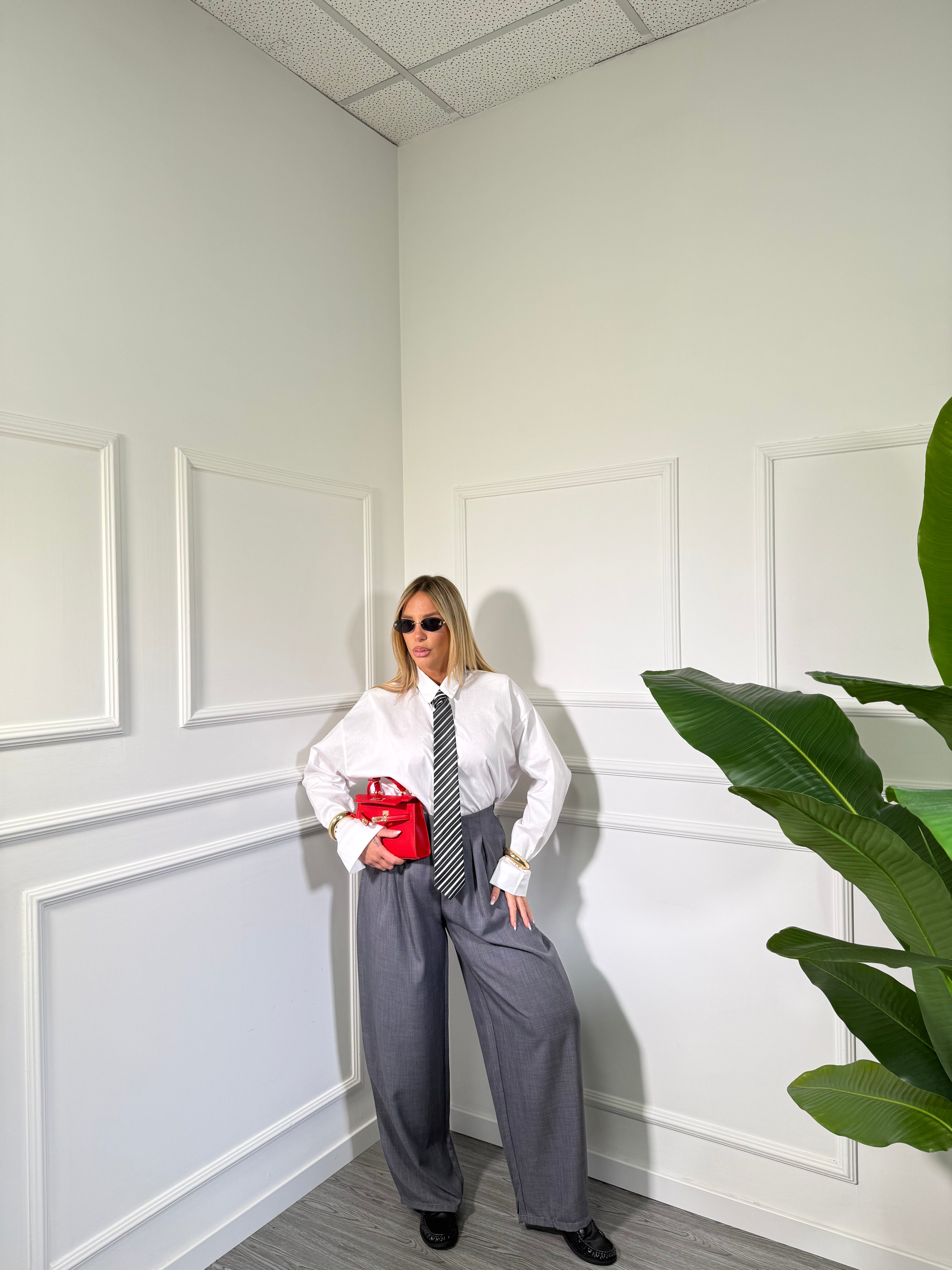 Pantaloni baggy balloon Margot grigio