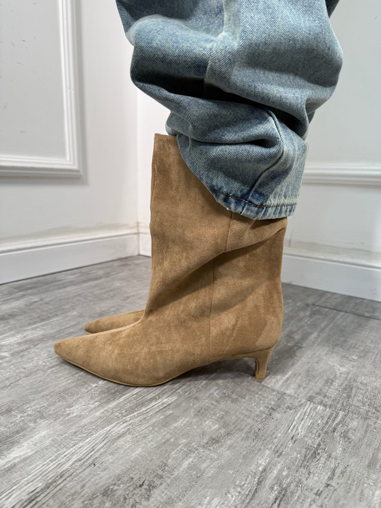 Stivali eco camoscio beige 788-259