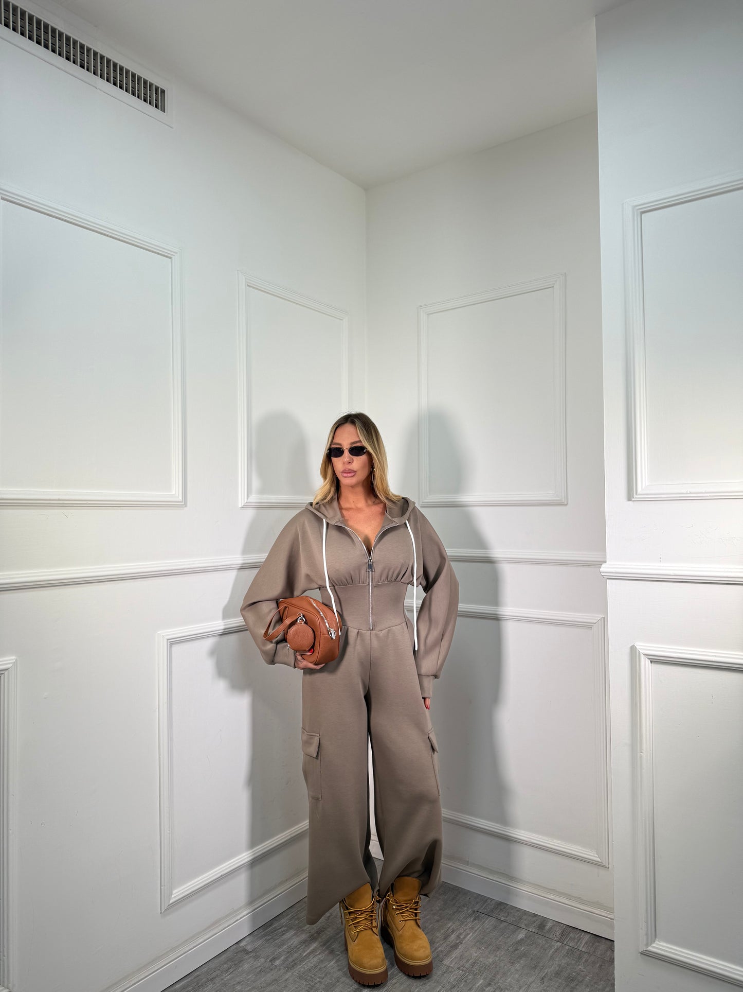 Jumpsuit in felpa Ariana taupe 9585