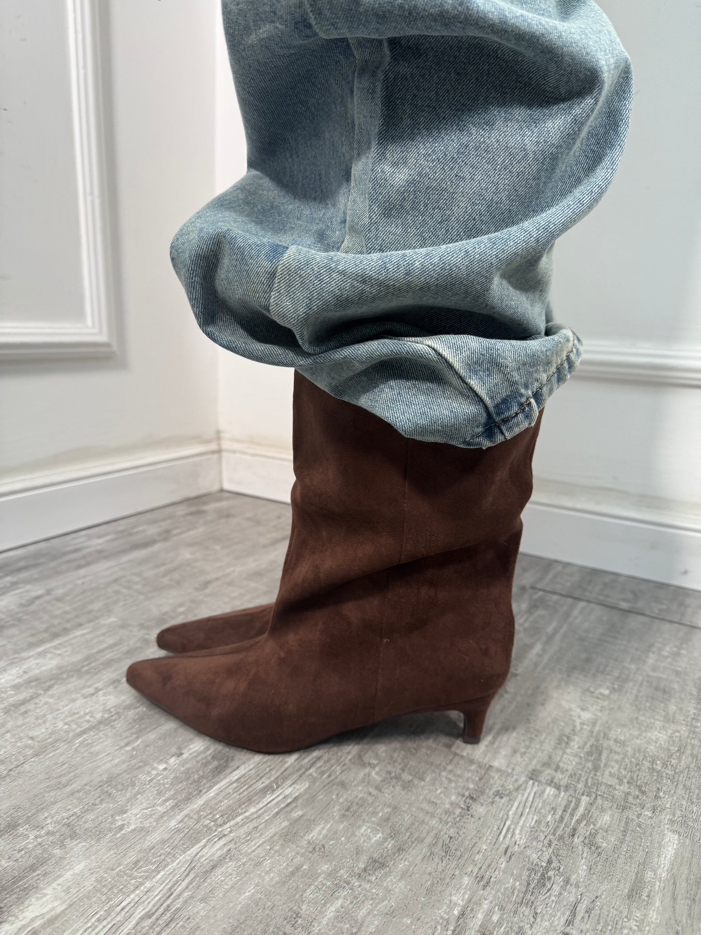 Stivali eco camoscio cioccolato k55