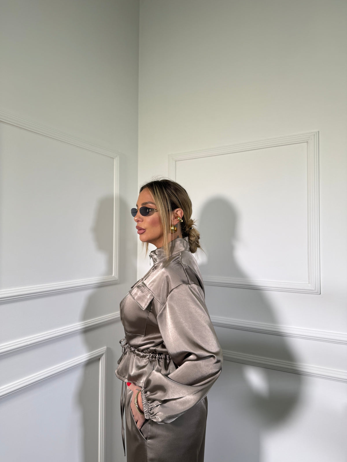 Coordinato in satin Amanda taupe hp9206