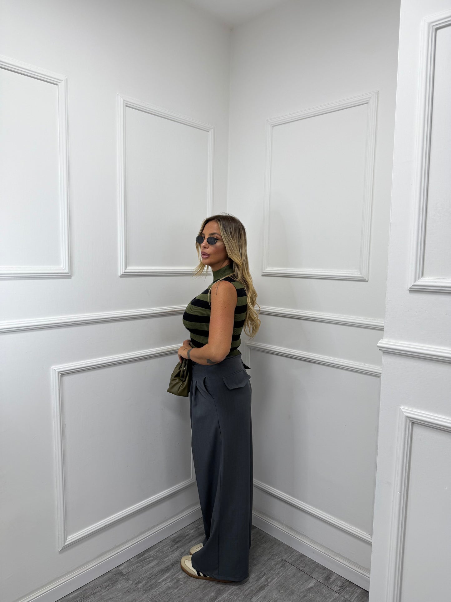 Pantaloni palazzo Back to Office grigio 6271