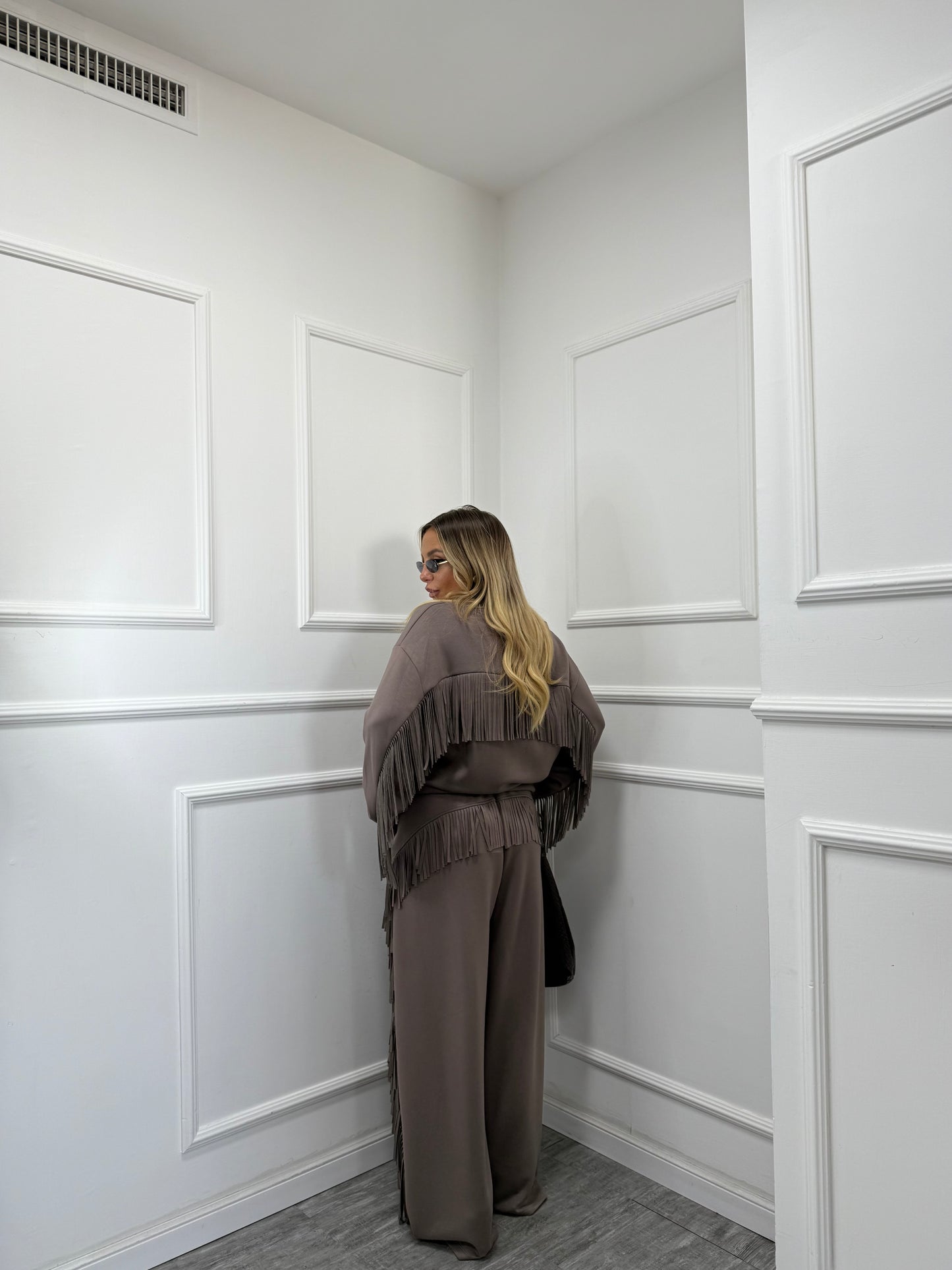 Coordinato frange Jacqueline taupe by lumina ld3424