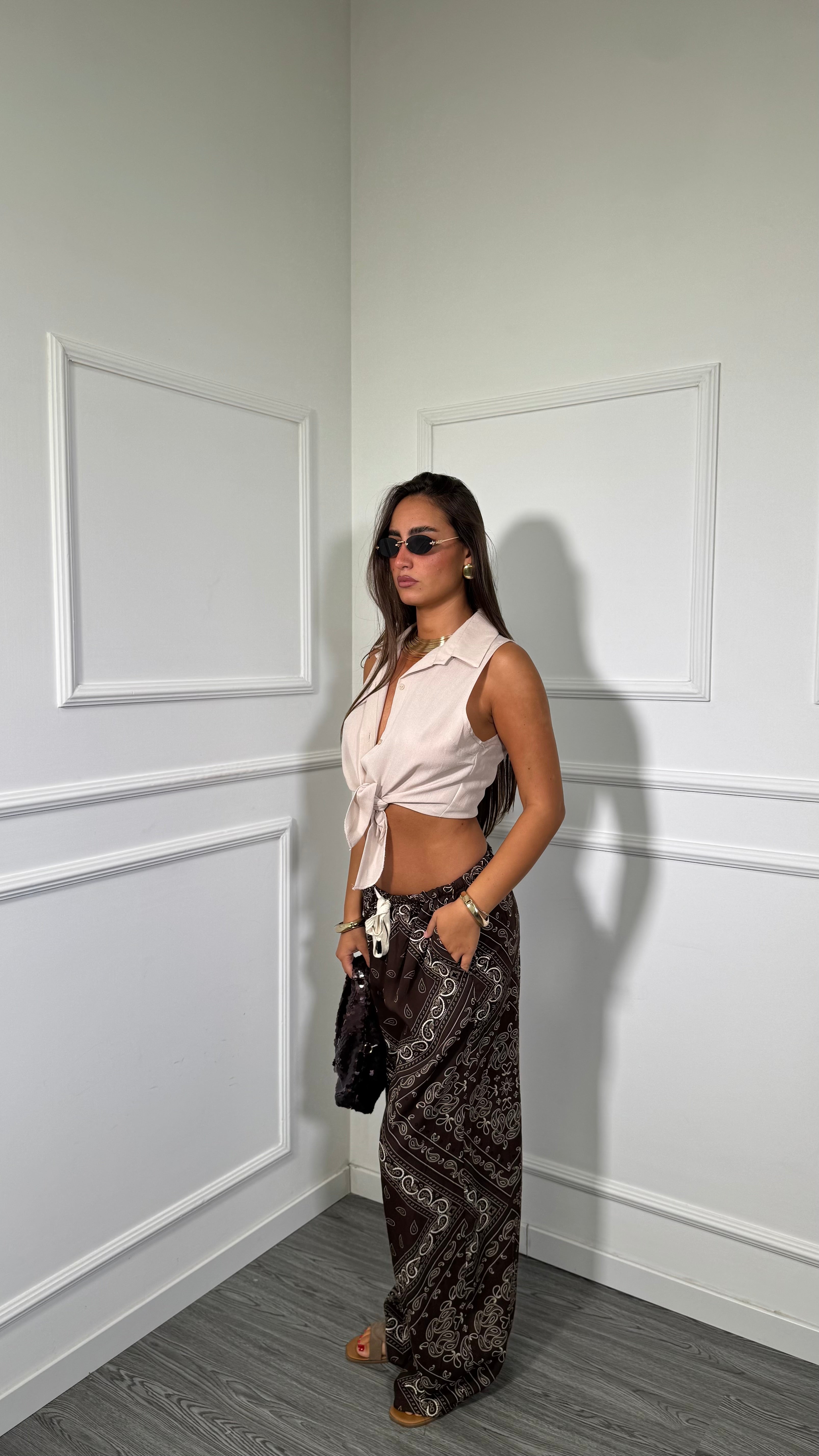 Pantaloni fantasia bandana Hermana cioccolato 710388