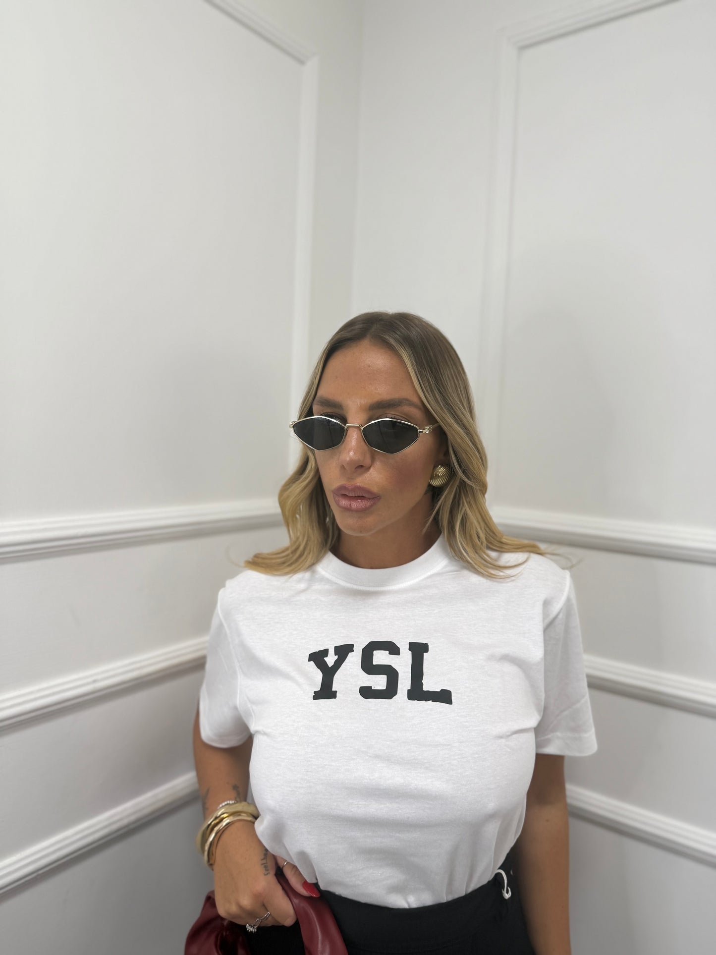 T-shirt in cotone YSL bianca