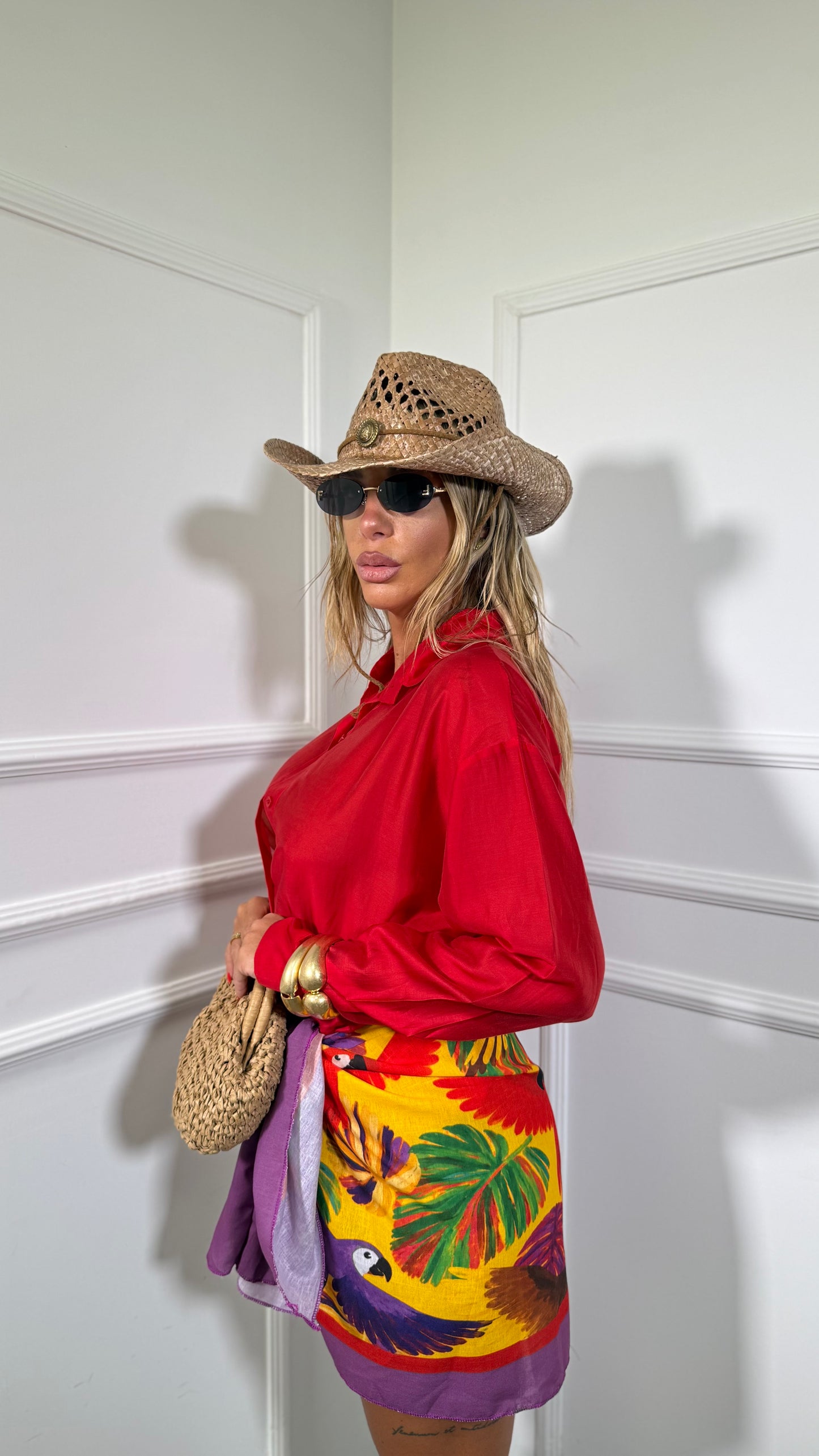 Camicia semi velata Ruy rossa a141
