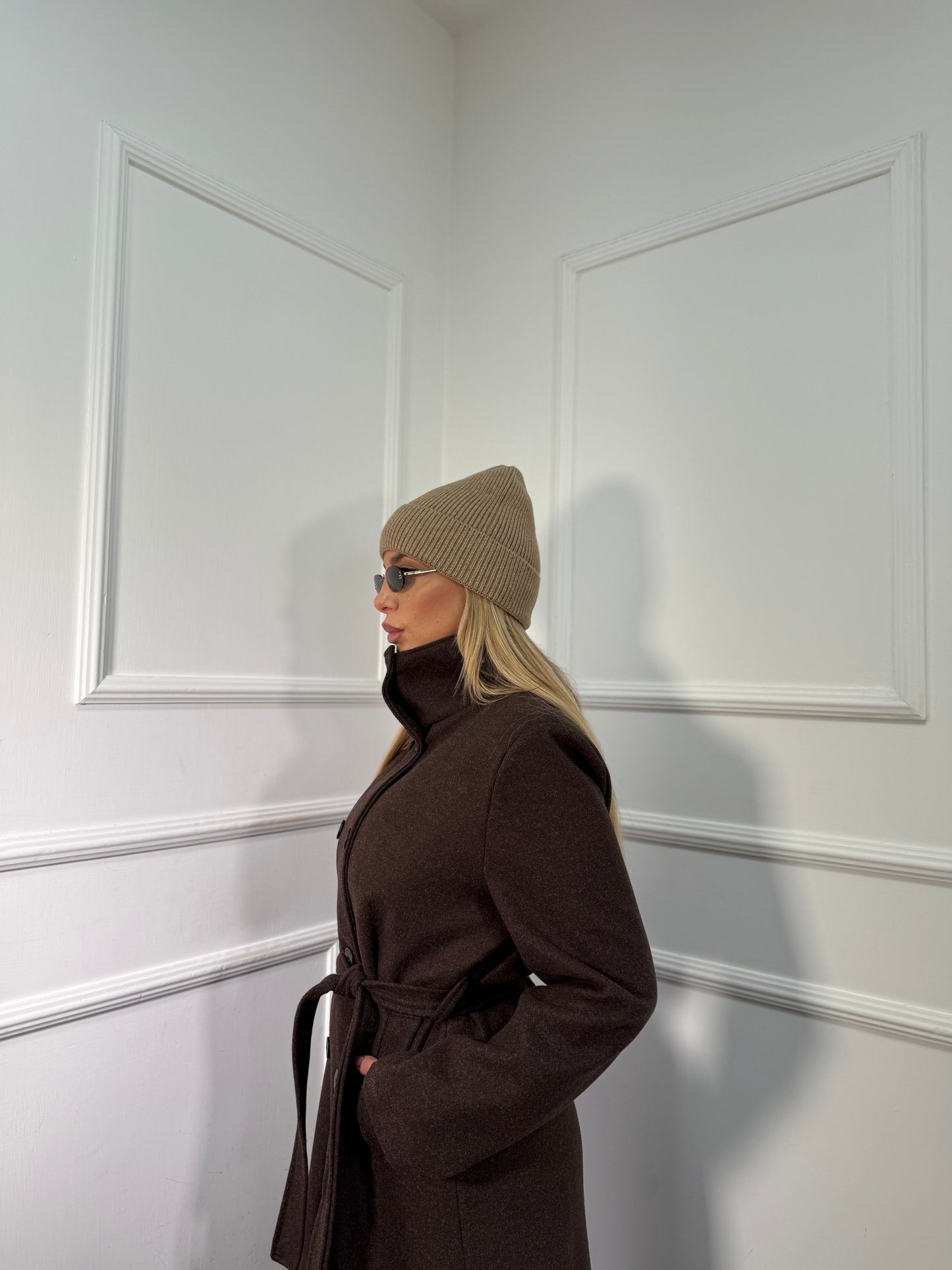 Maxi cappotto collo alto Boston cacao 251148