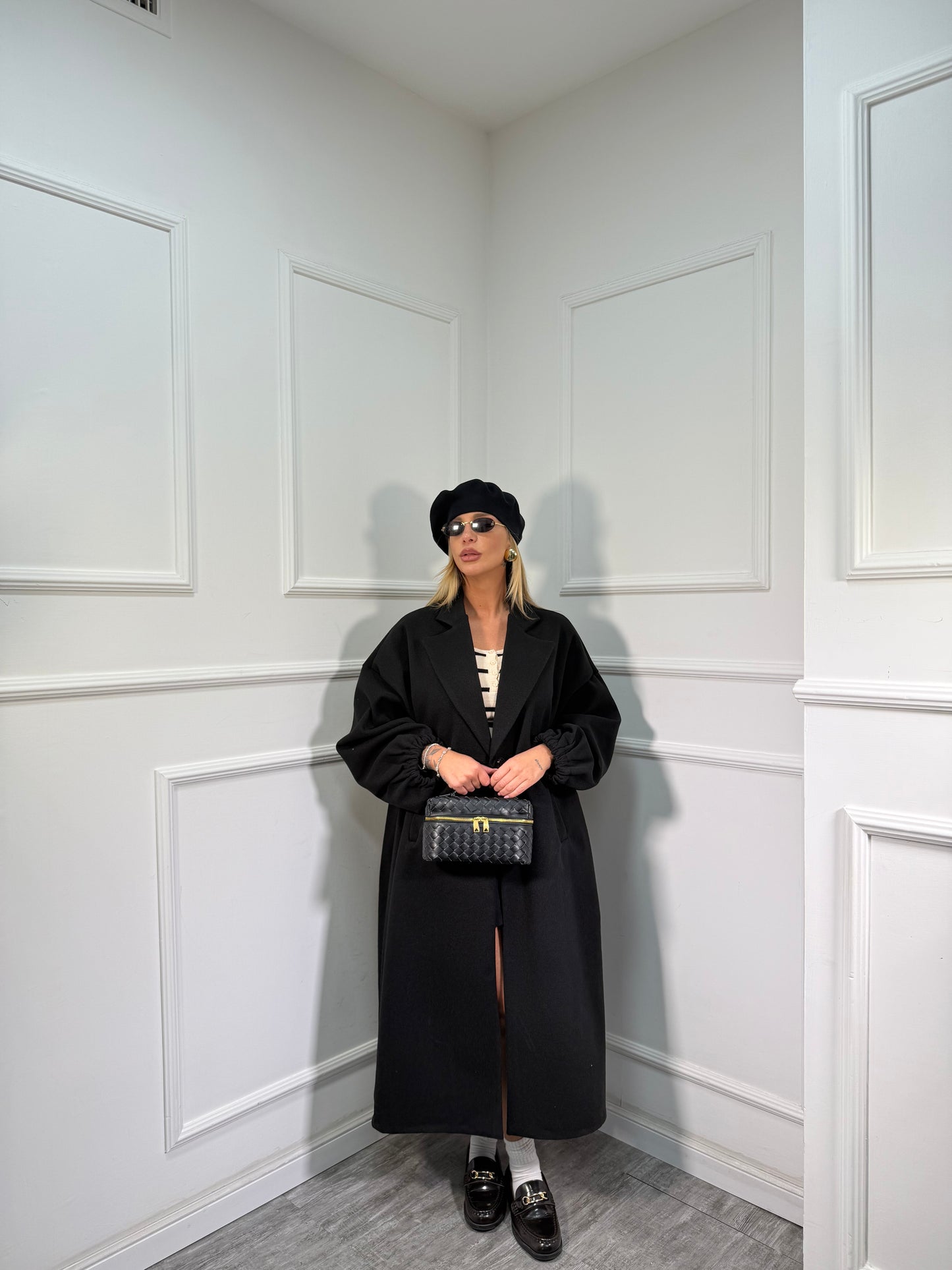 Maxi coat Favola nero 22301