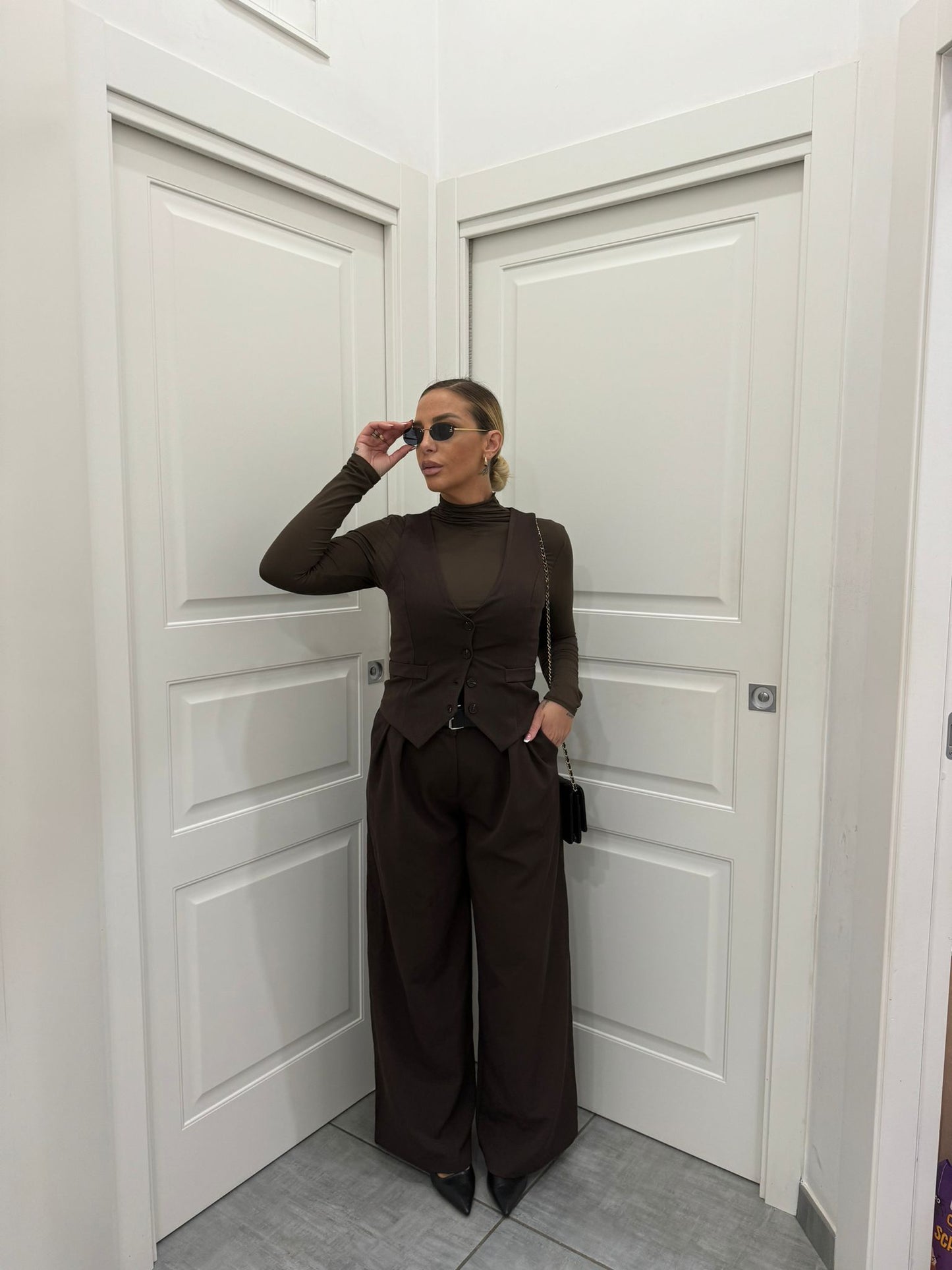 Tailleur lucy con panciotto brown
