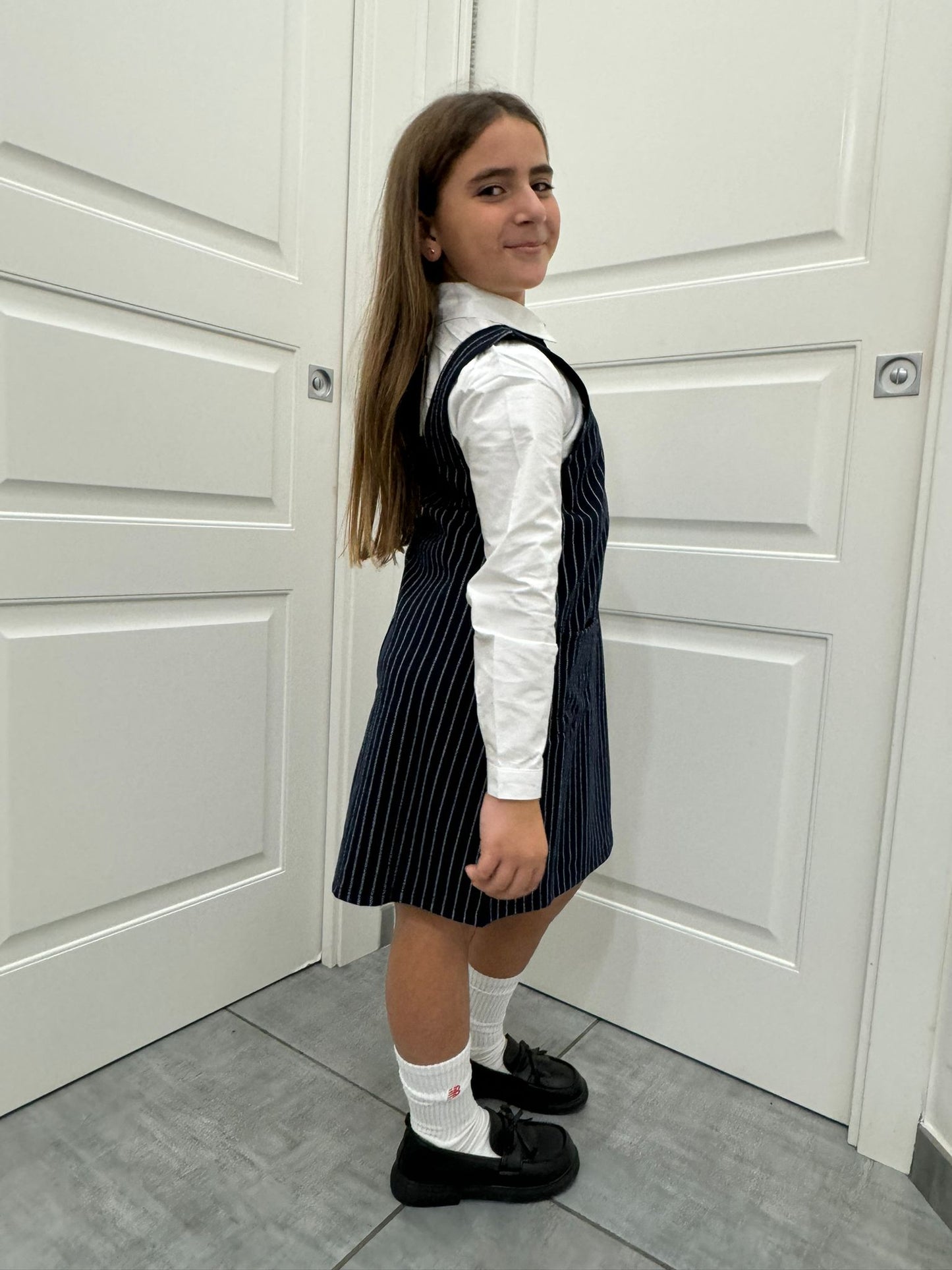 Dress gessato blu con camicia compresa kids
