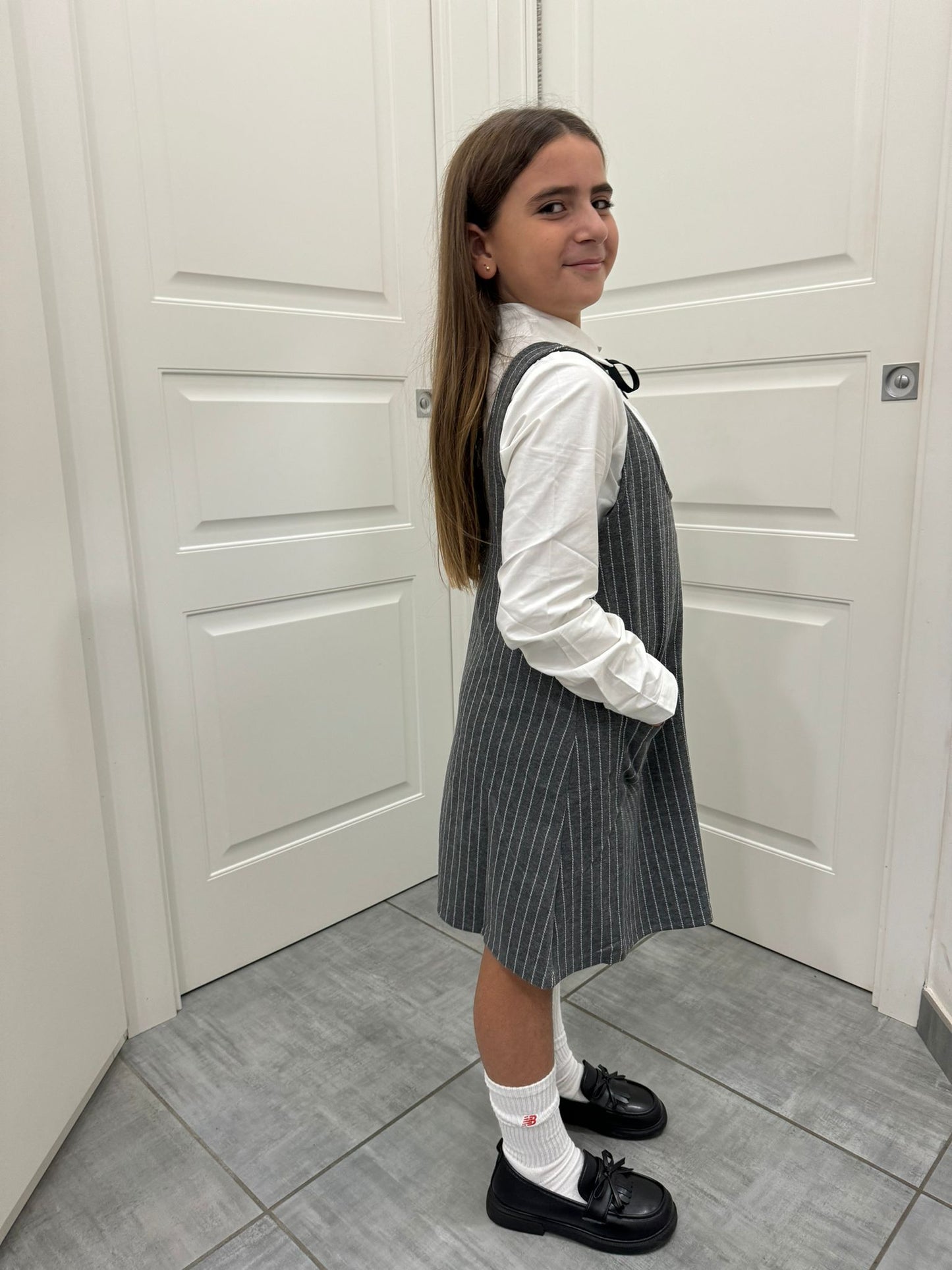 Dress gessato grigio con camicia compresa kids