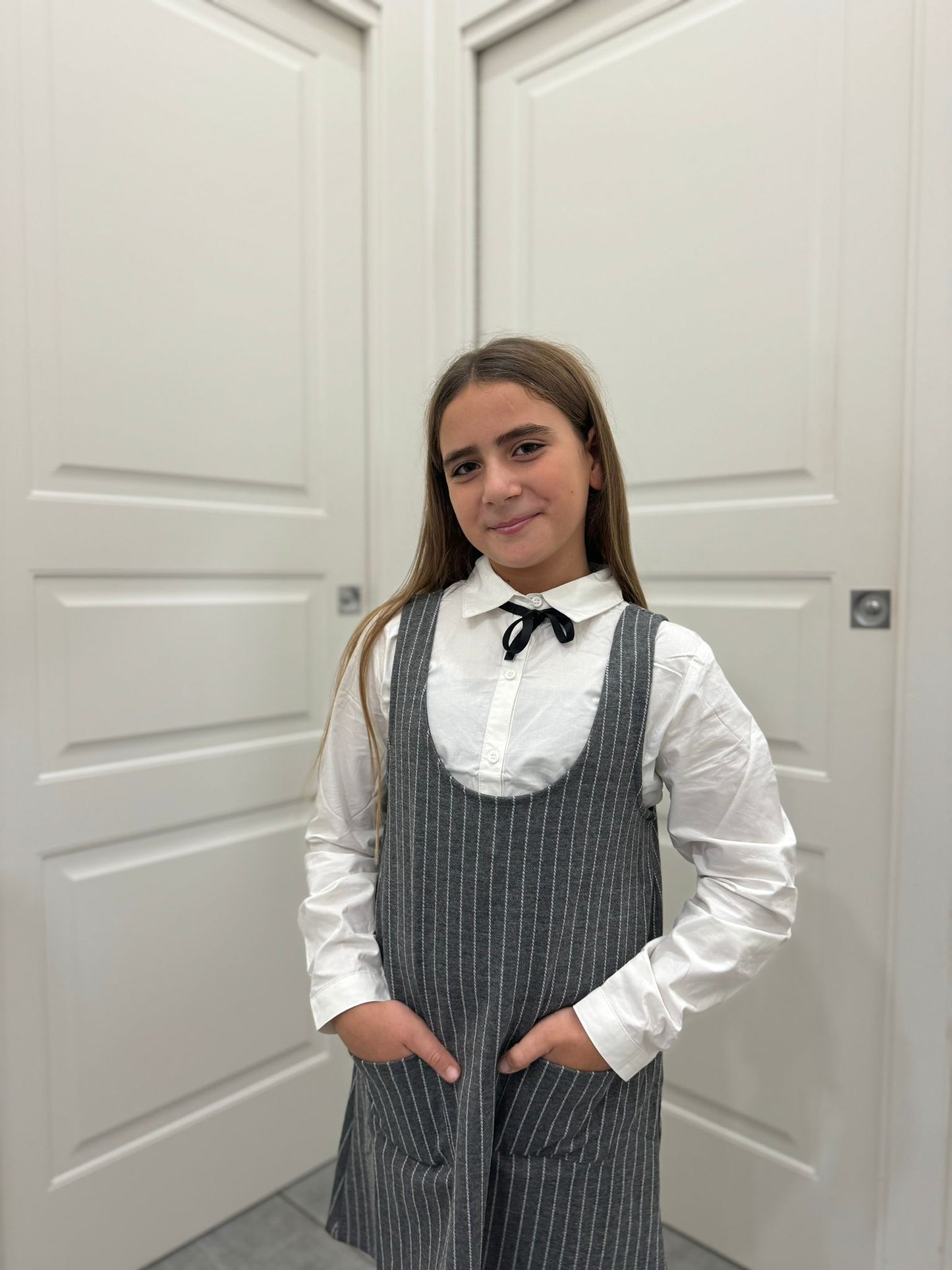 Dress gessato grigio con camicia compresa kids