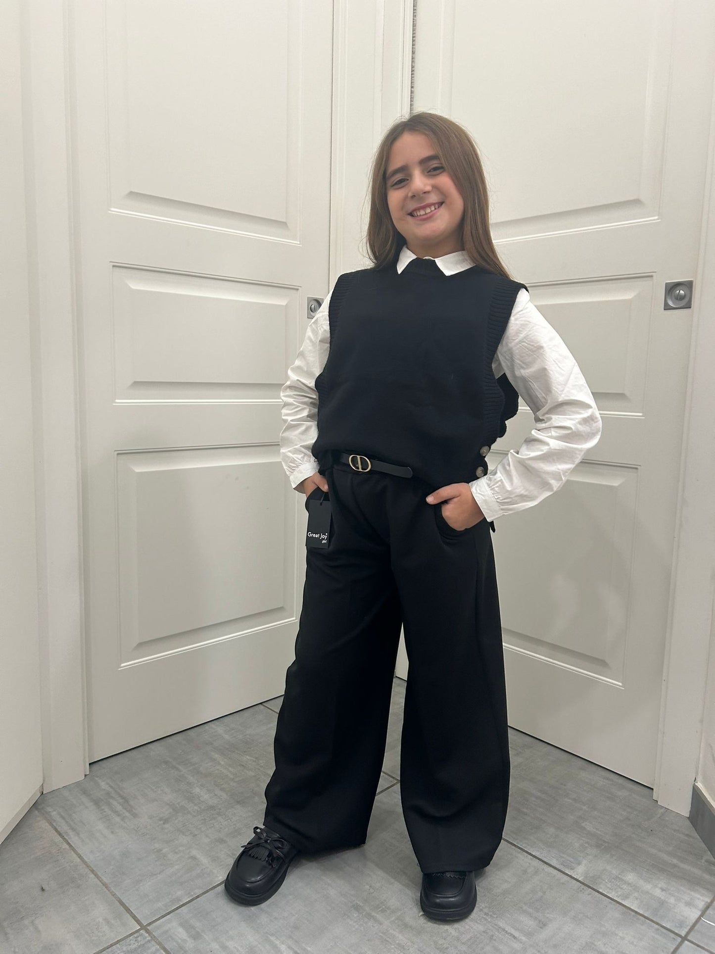 Maglioncino gilet con bottoni nero kids