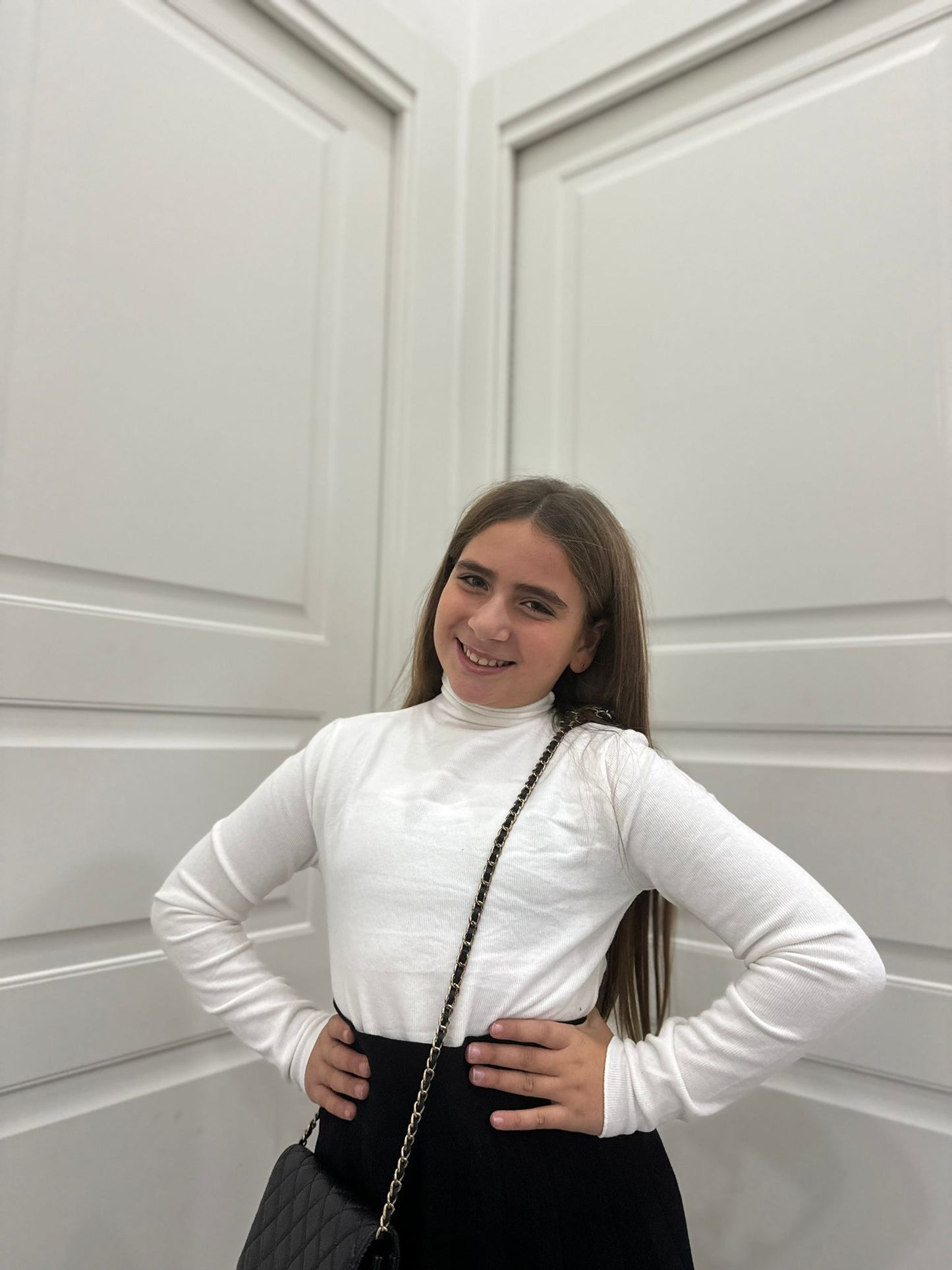 Maglioncino collo alto lana pettinata bianco kids