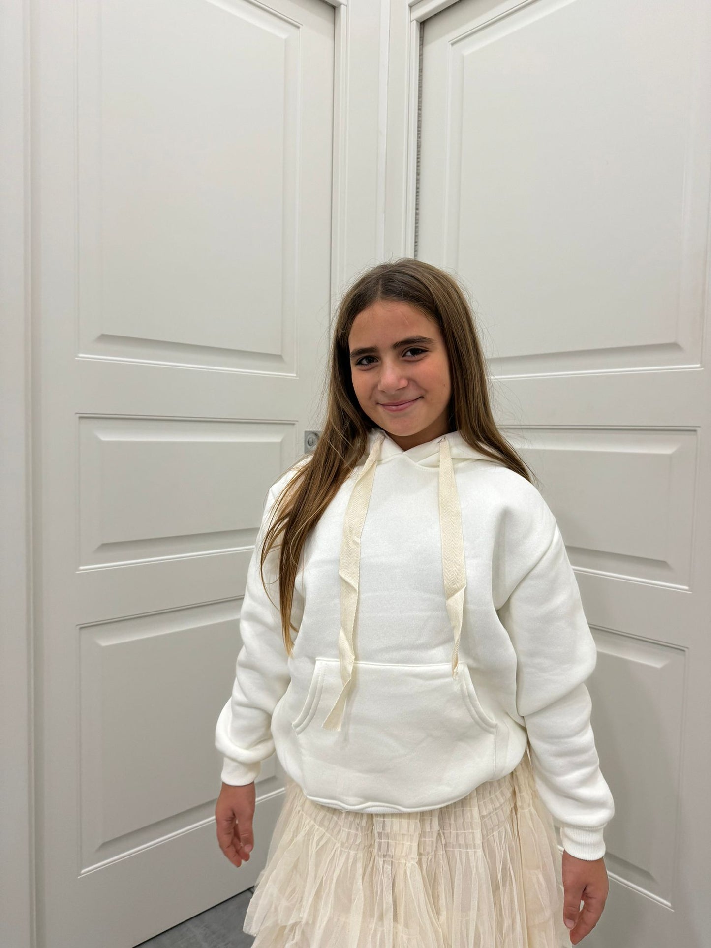 Felpa con cappuccio panna kids