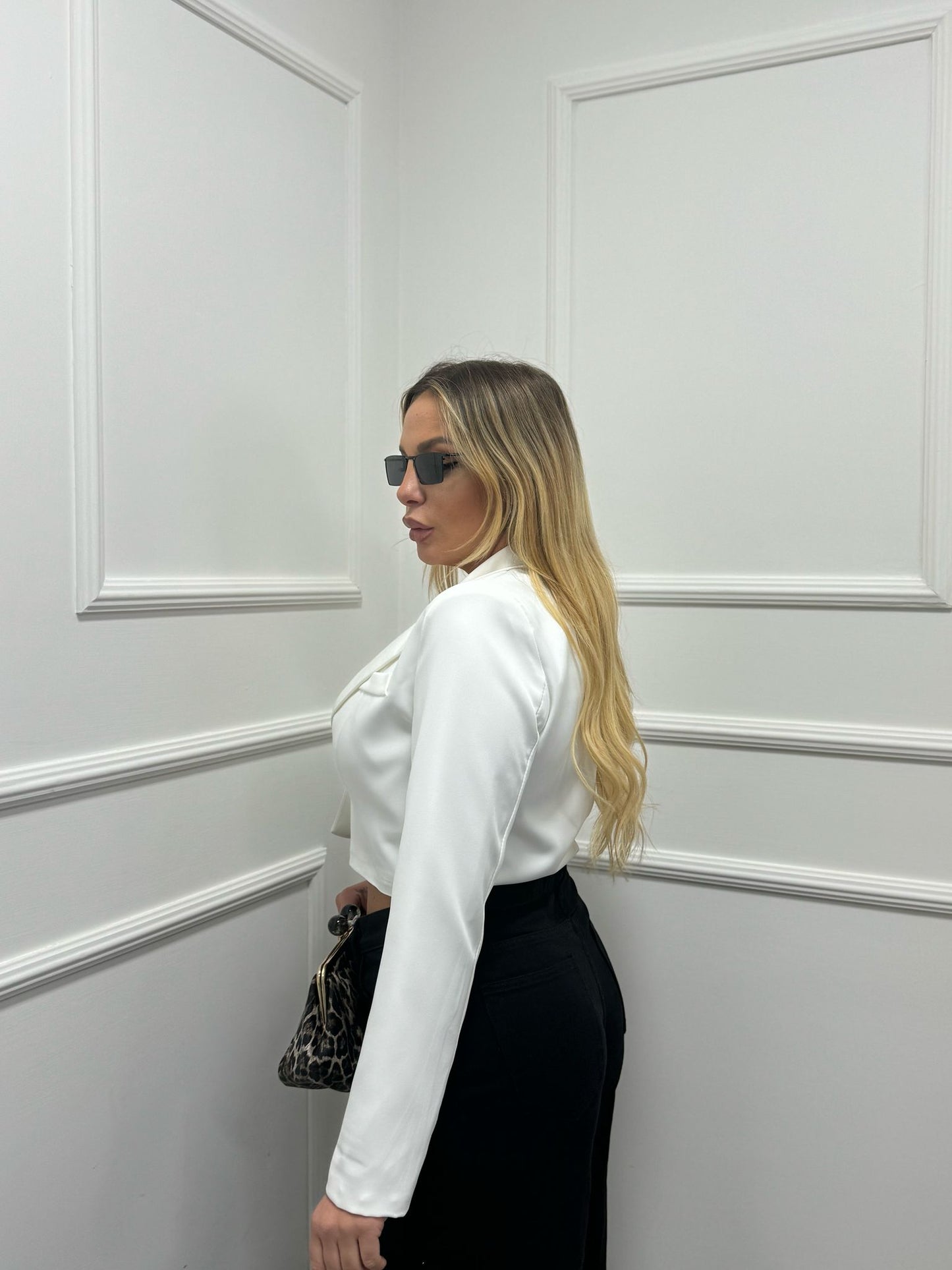 Blazer crop bianco M13145