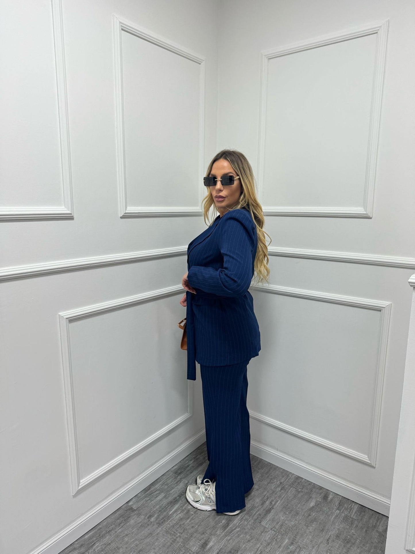 Tailleur Giada gessato blu