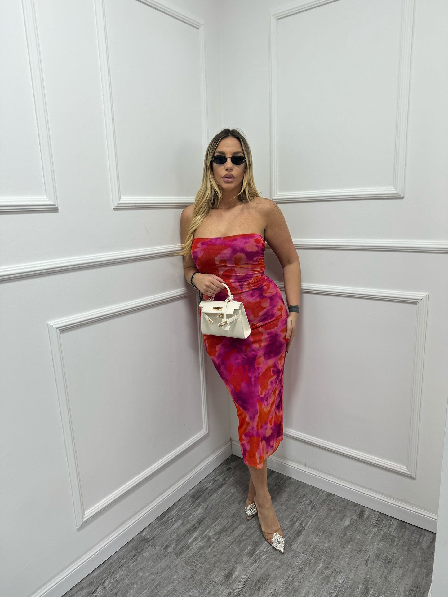 Dress tubino mod zara marmorizzato 27553 fucsia