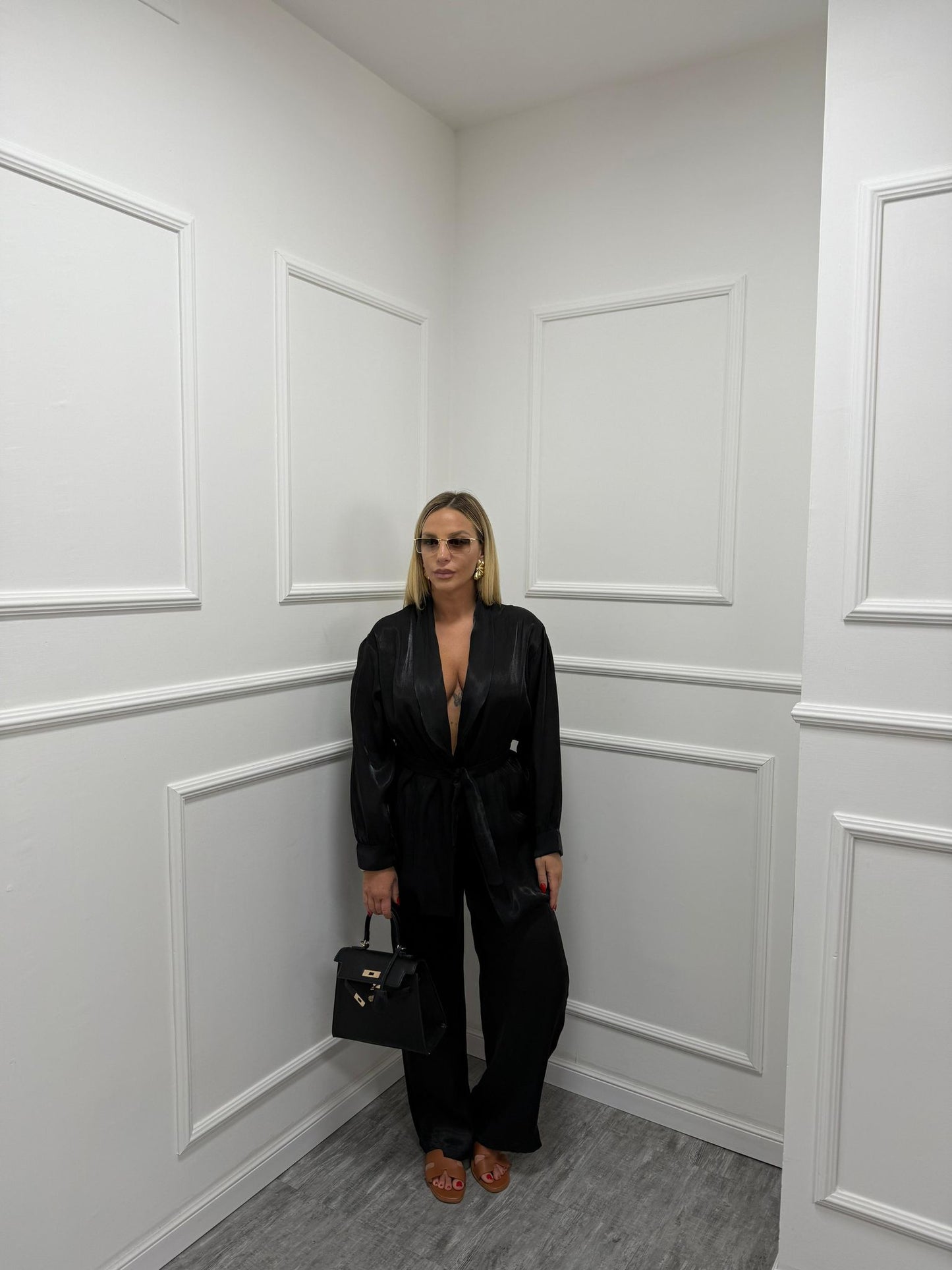 Tailleur satin nero