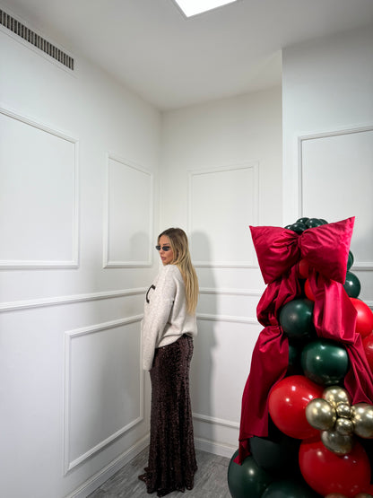 Longuette in micro paillettes Glamour cioccolato 6658