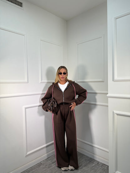 Coordinato in tuta Again cacao/rosa 22648