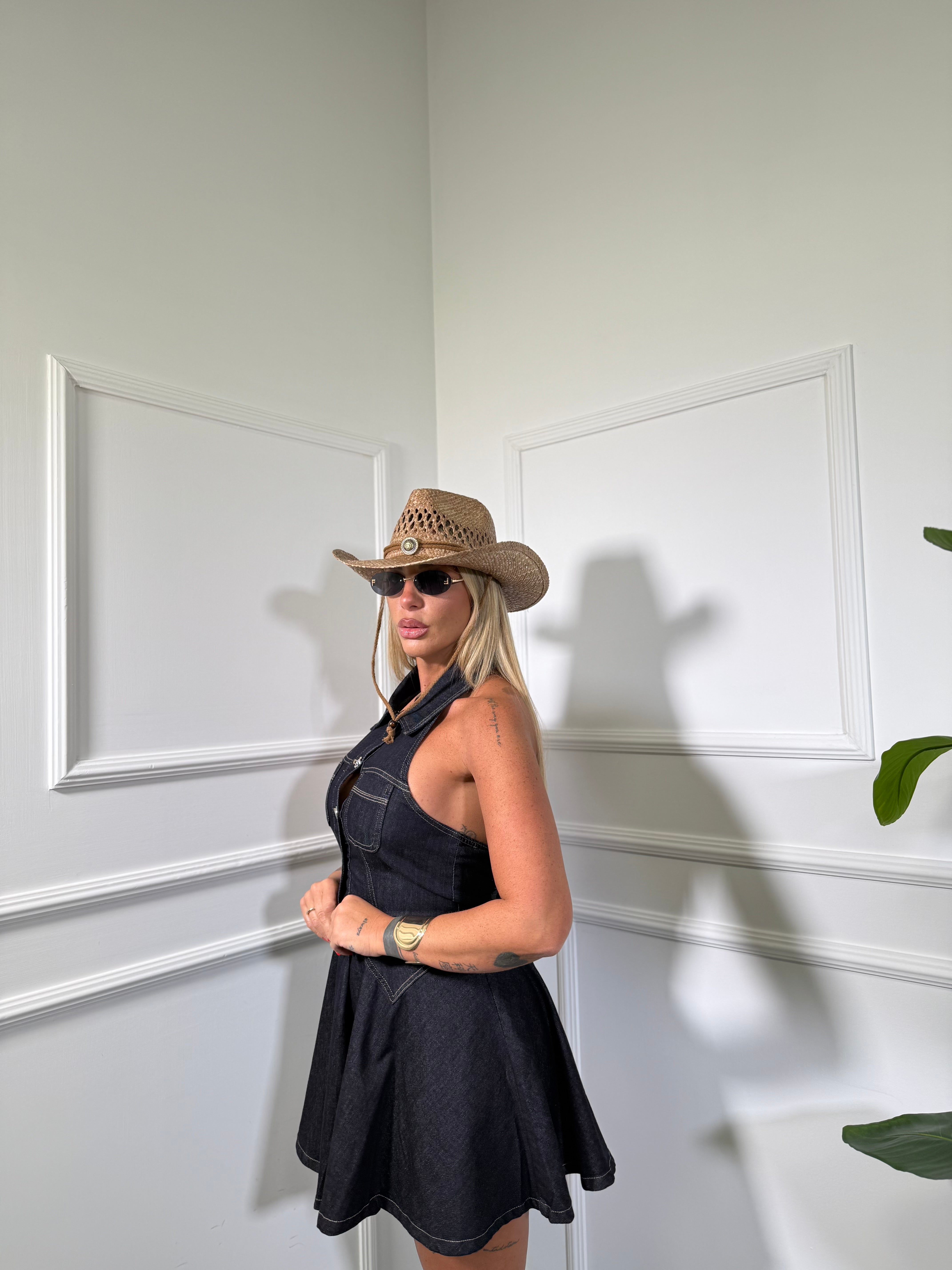 Abito in denim scollo americano Gaby lavaggio zero 2775