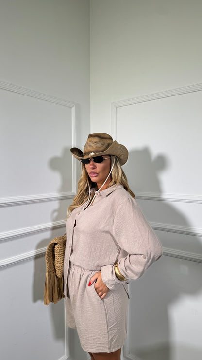 Coordinato misto lino mayra  taupe y51