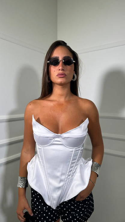 Bustier con rouges steccato Janys bianco 2671