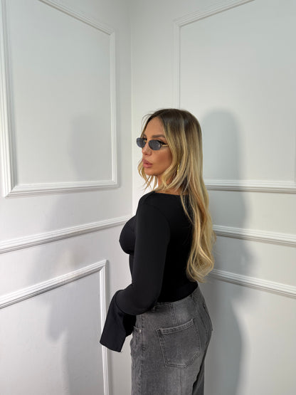 Shirt in lycra asimmetrica Vicky nera 143181