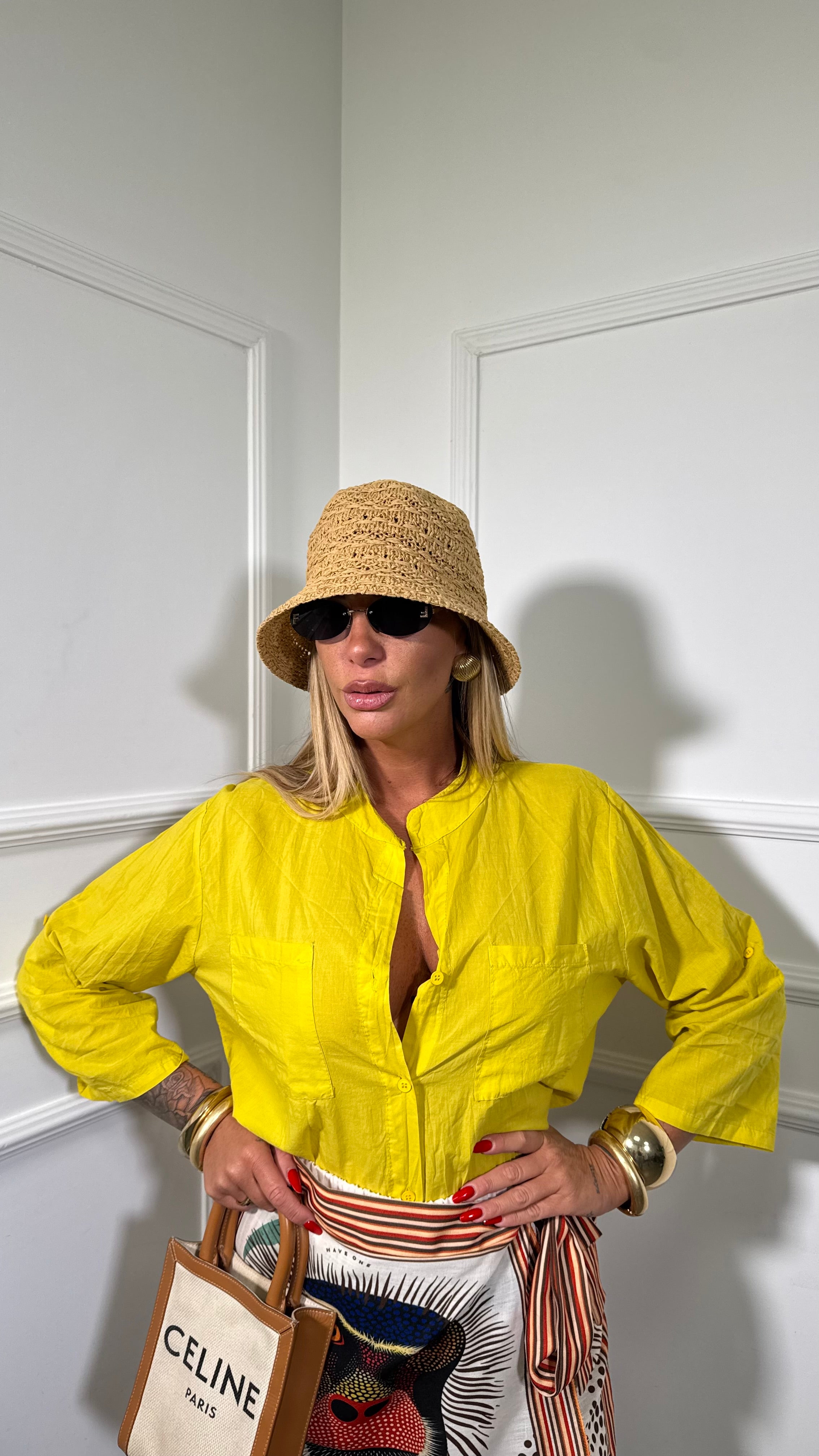 Camicia con taschini 100% cotone Bocadillo giallo 212553a