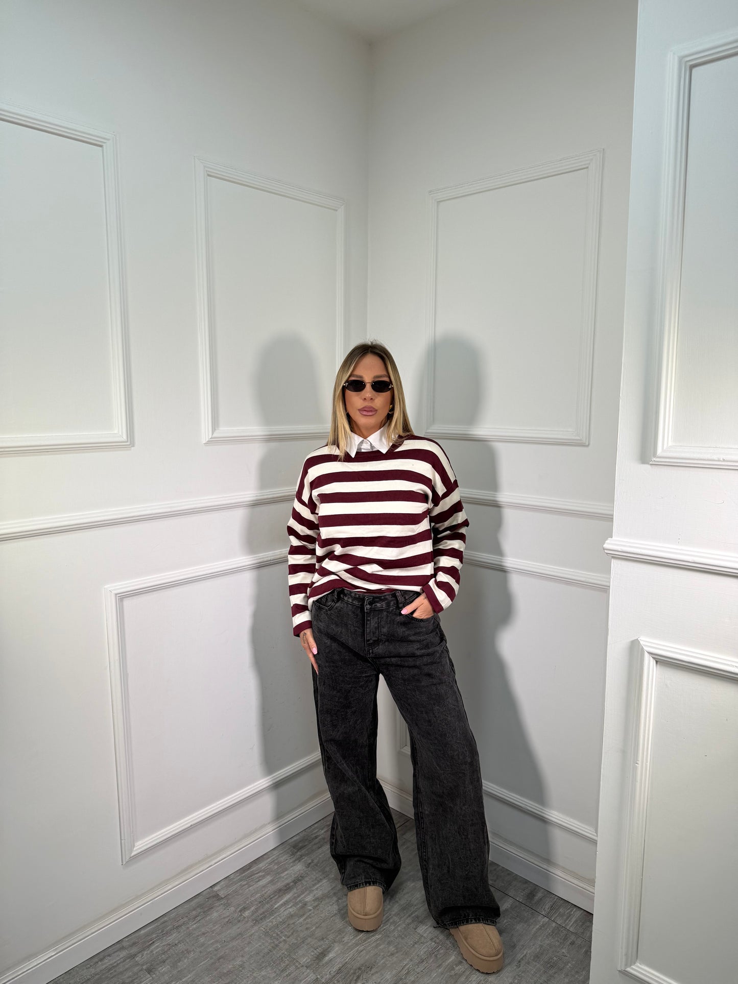 Jeans wide leg Rules grigio antracite 8805