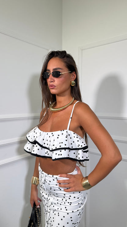 Coordinato in lycra a pois Liasty bianco 6914