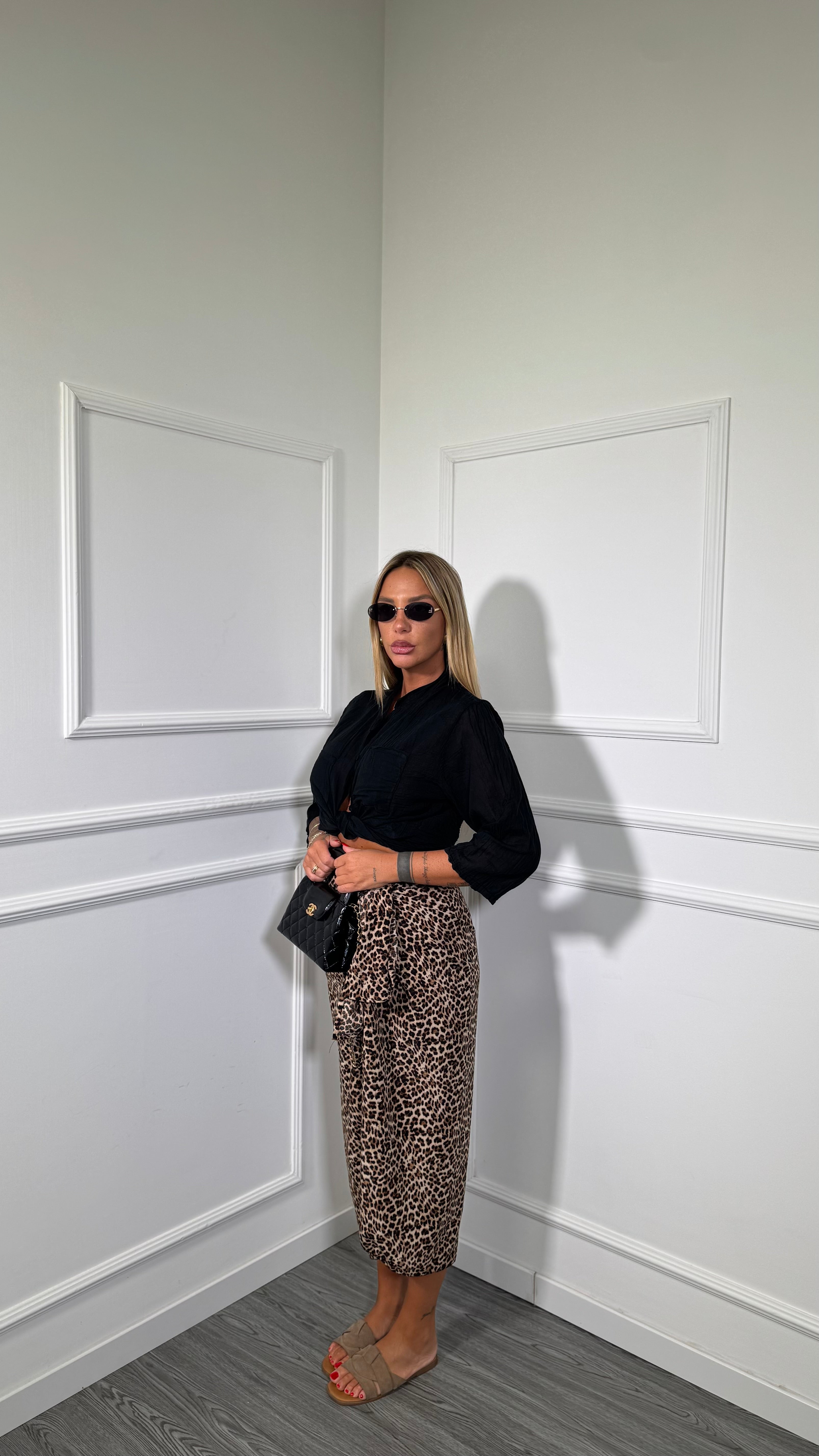 Gonna pareo lunga animalier