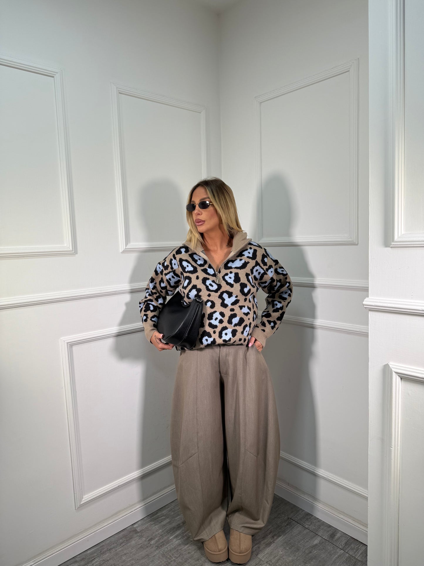 Pantaloni palazzo balloon Easy taupe 66690