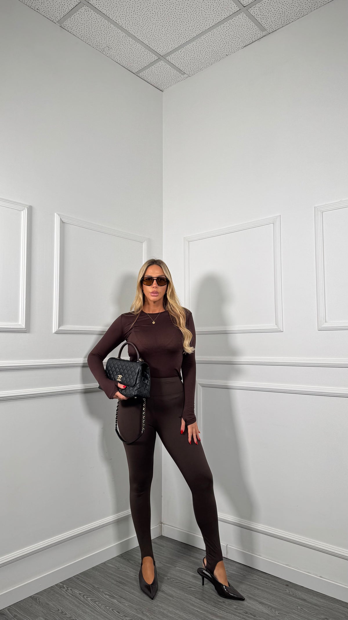 Leggins con ghette contenitivo marrone