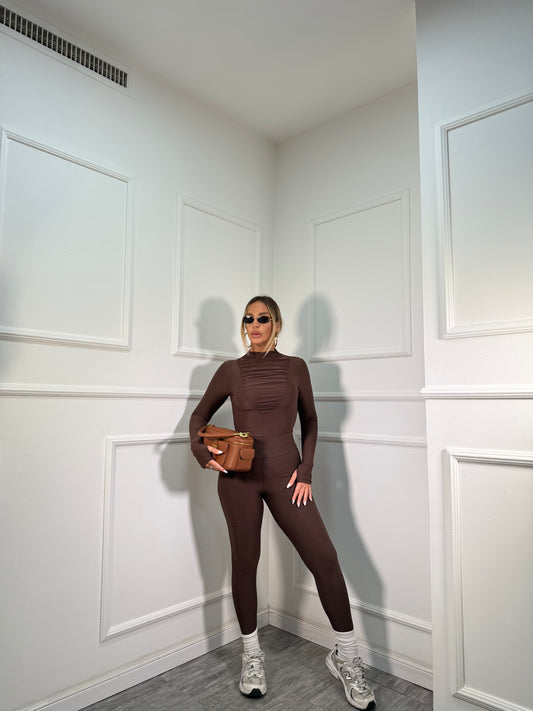 Coordinato in lycra Dafne cioccolato 16372