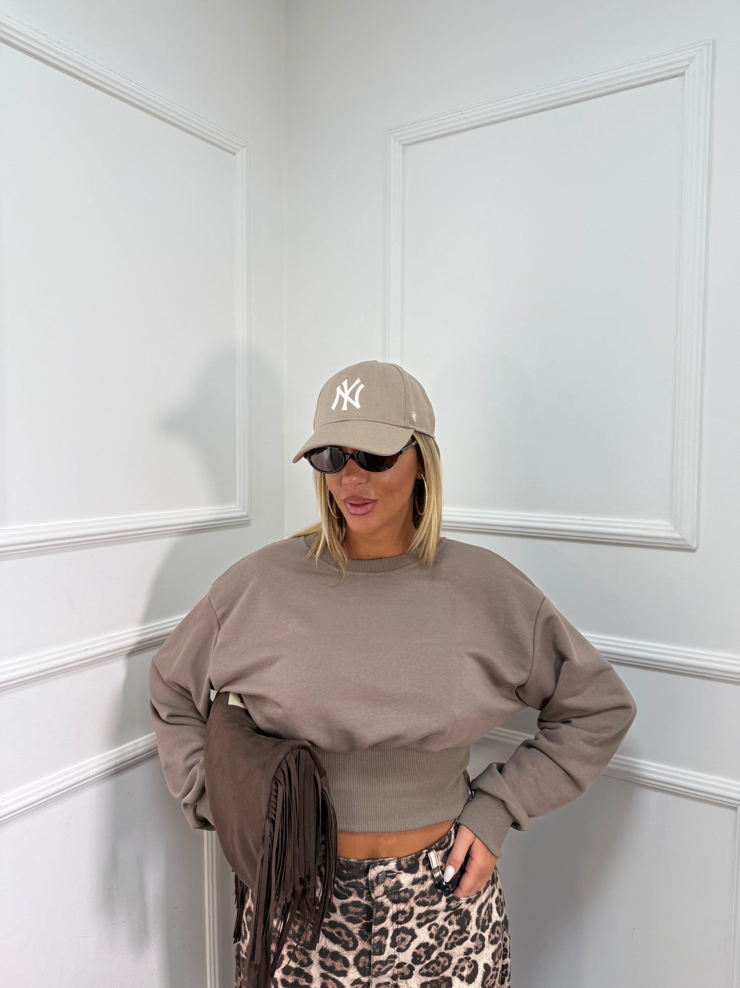 Felpa bustino in cotone taupe f1239