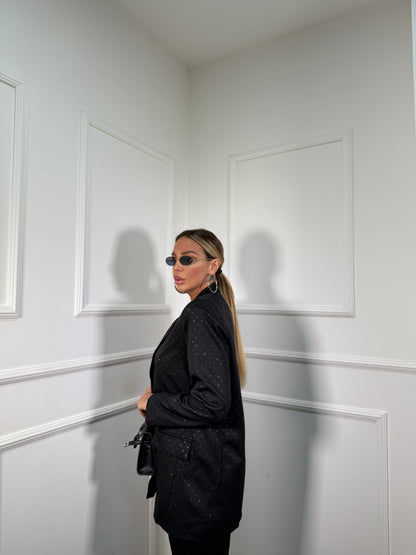 Tailleur oversize micro strass Skyline nero 30096/97