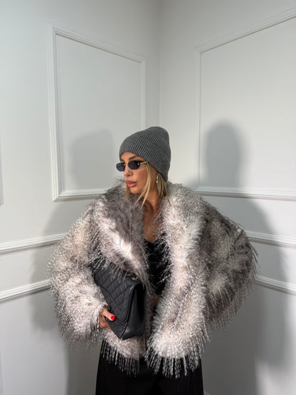 Ecofur effetto piumato Neve bianca/grigia mfy2523