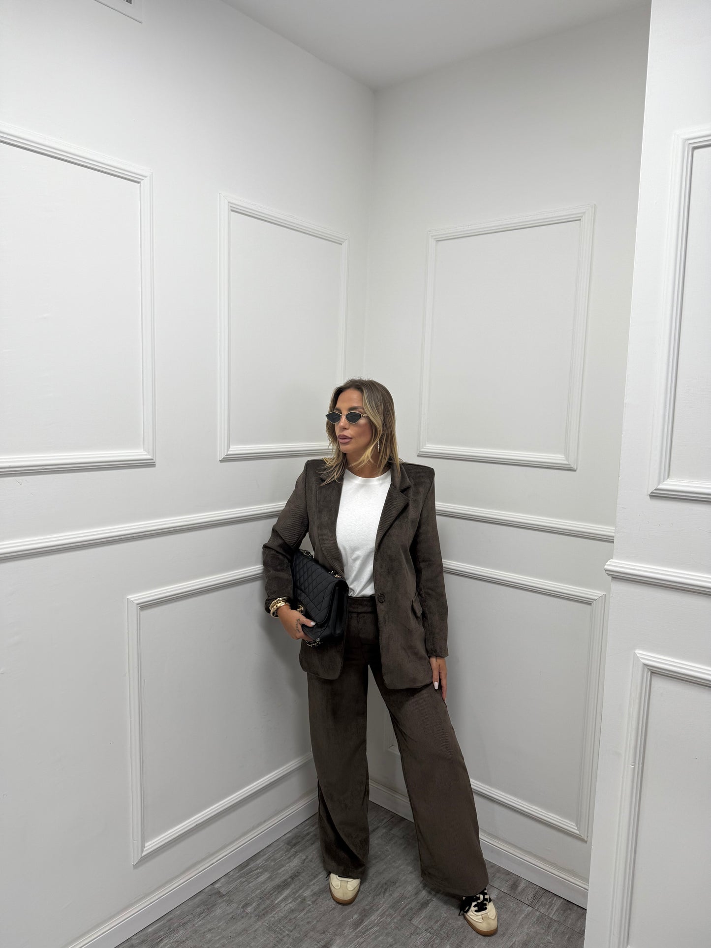 Tailleur a costine in velluto Evelin cioccolato  2073