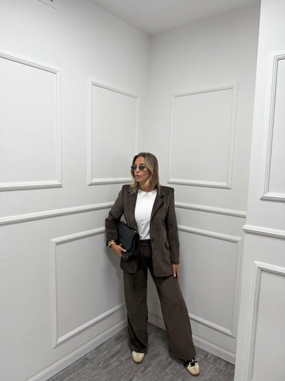 Tailleur a costine in velluto Evelin cioccolato  2073