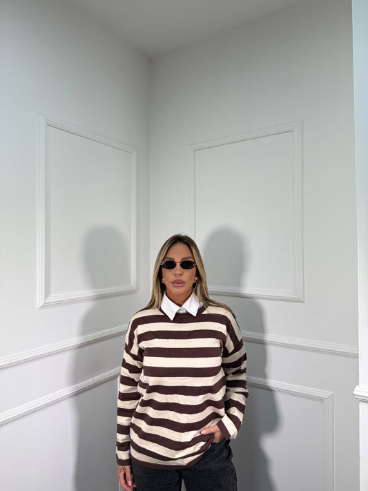 Maglioncino lana rasata Amber cioccolato 3612