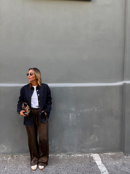 Pantaloni in satin cioccolato