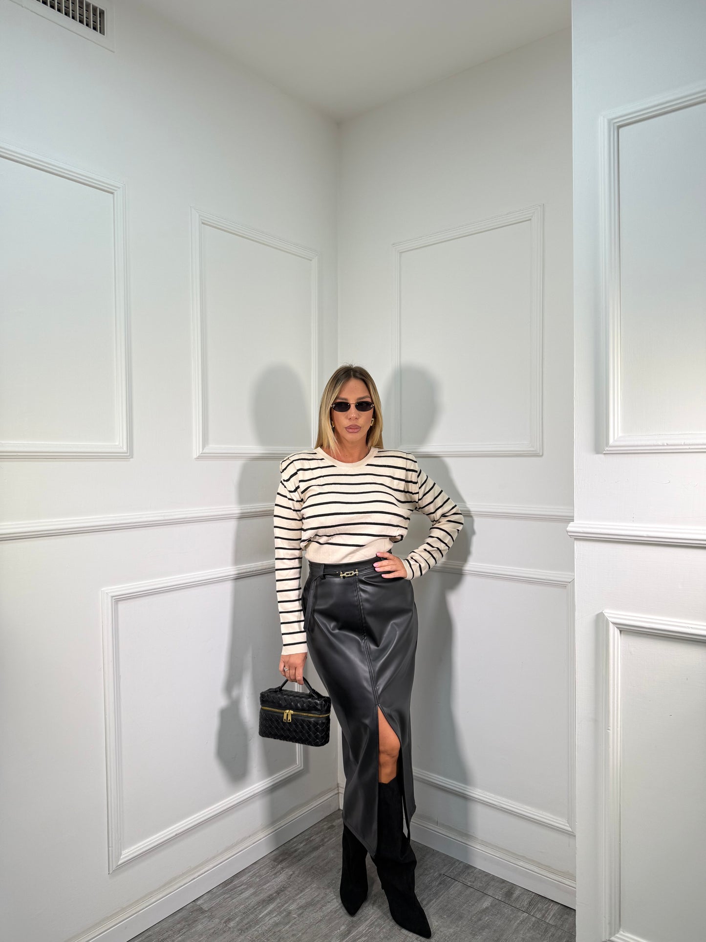 Longuette in ecopelle con cinturino Eclipse nera 005041