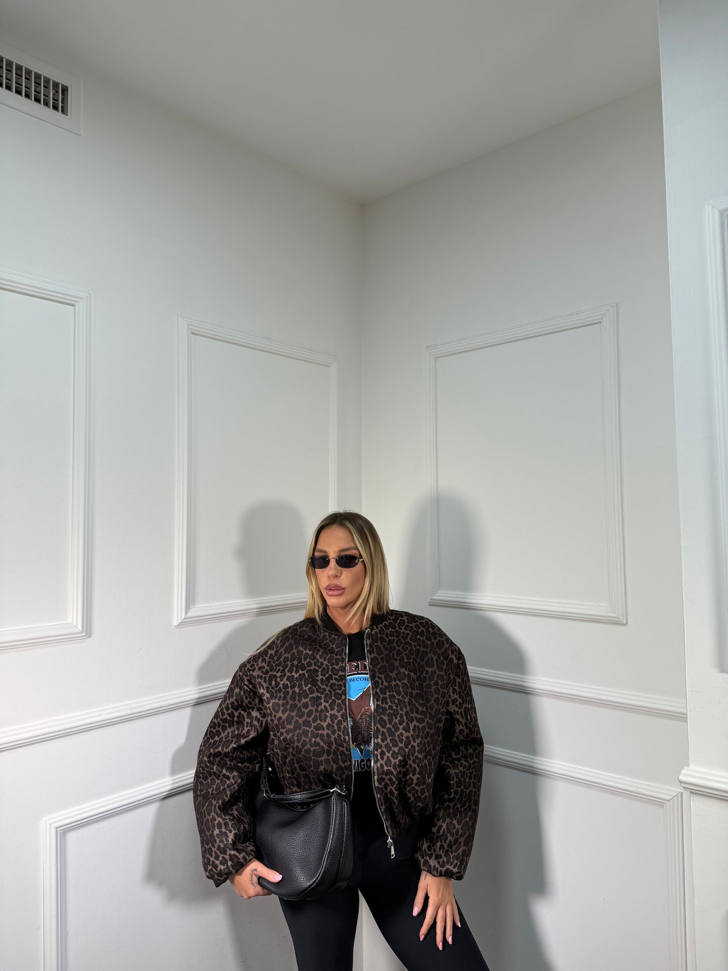 Bomber in misto lana maculato 6790