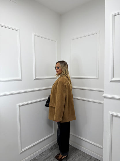 Blazer oversize eco camoscio Ambra camel  240338 by lumina