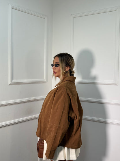 Bomber eco camoscio Greta cuoio 9184sc