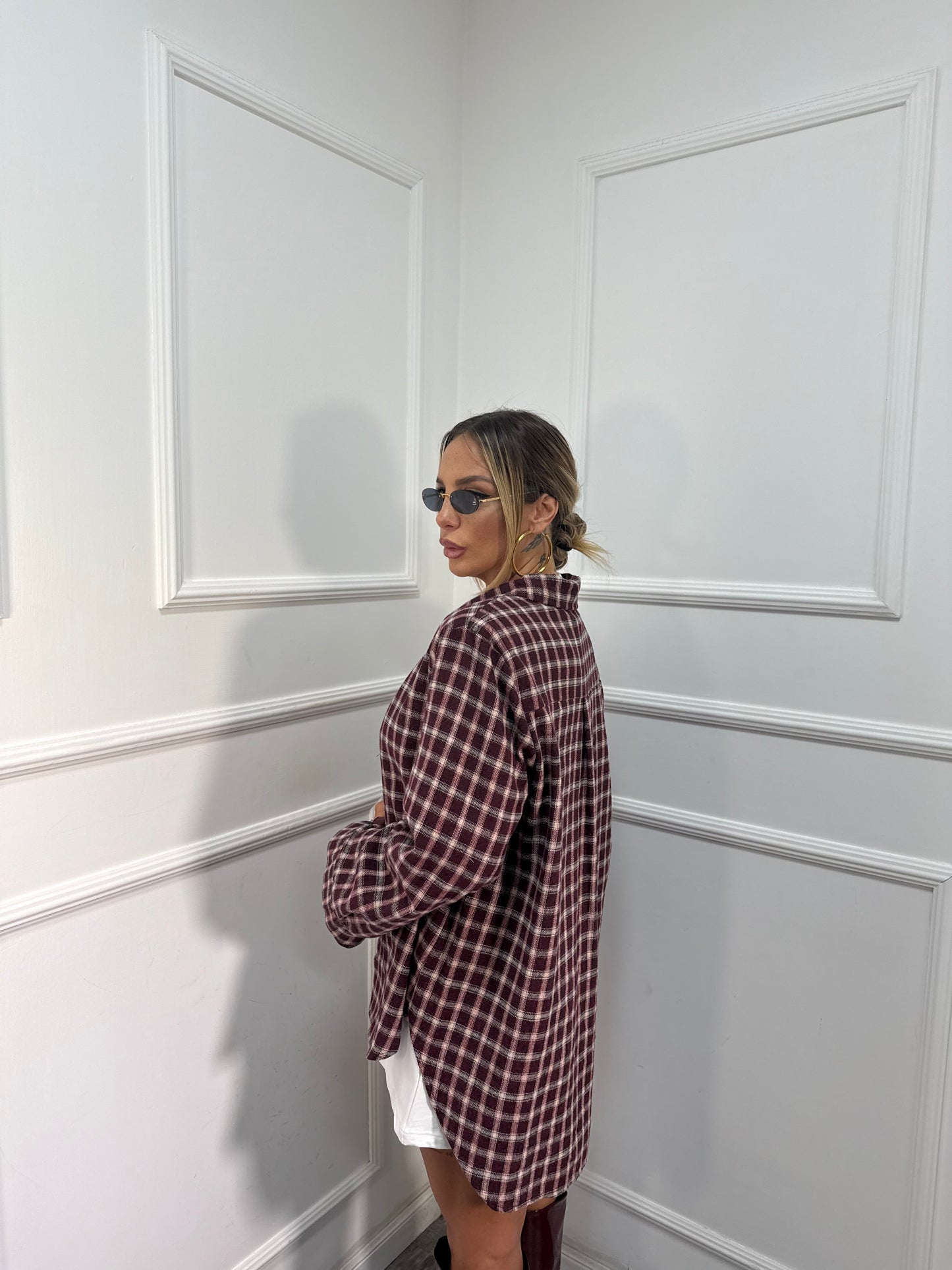 Camicia a quadretti bordeaux Marshal 002029p