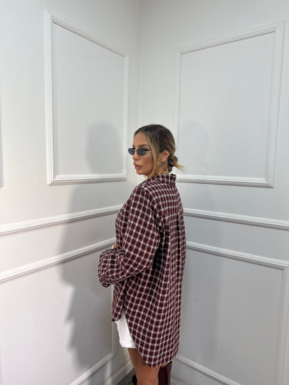 Camicia a quadretti bordeaux Marshal 002029p