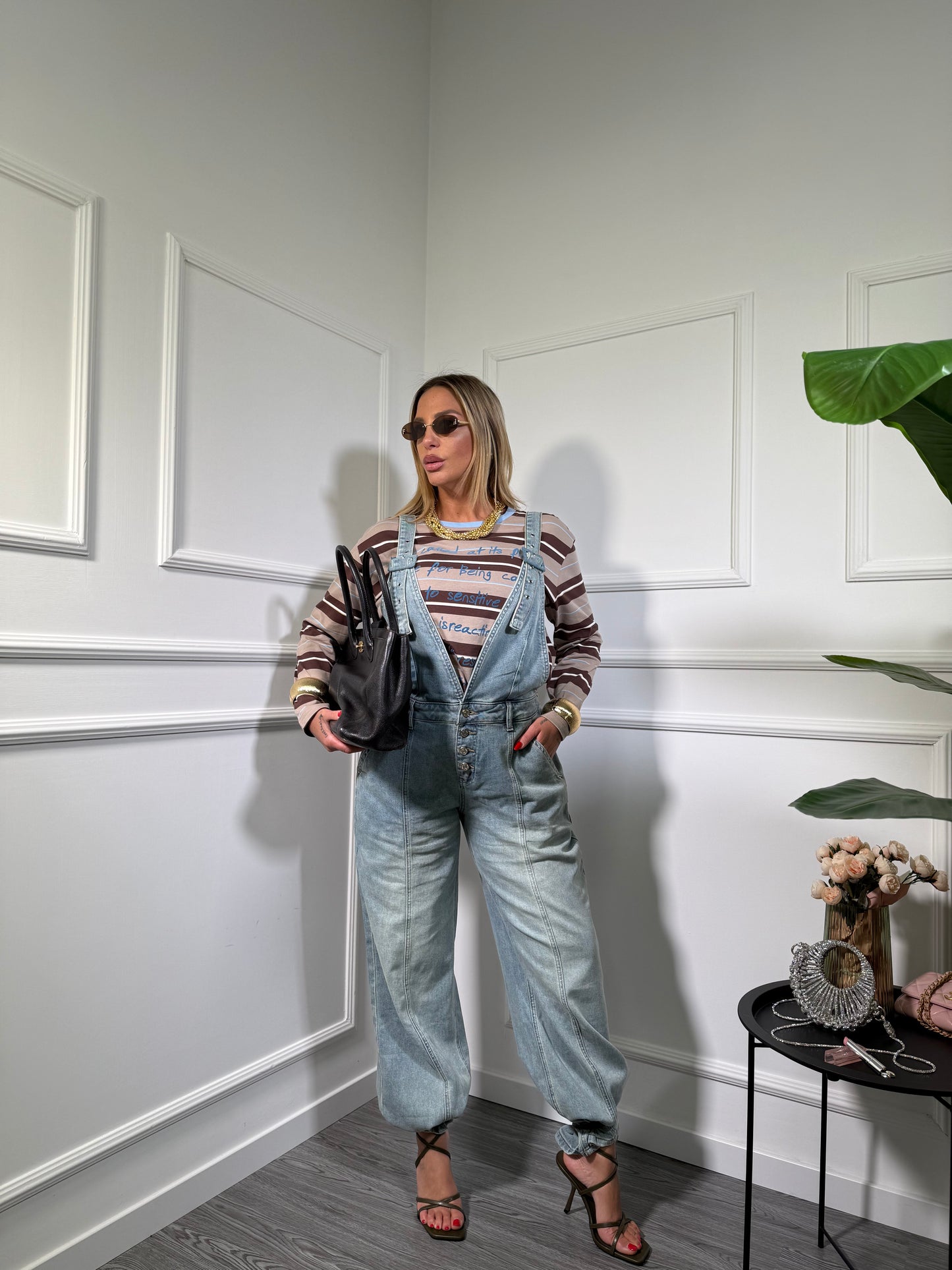 Salopette in denim lavaggio sabbiato Cozy yd8268